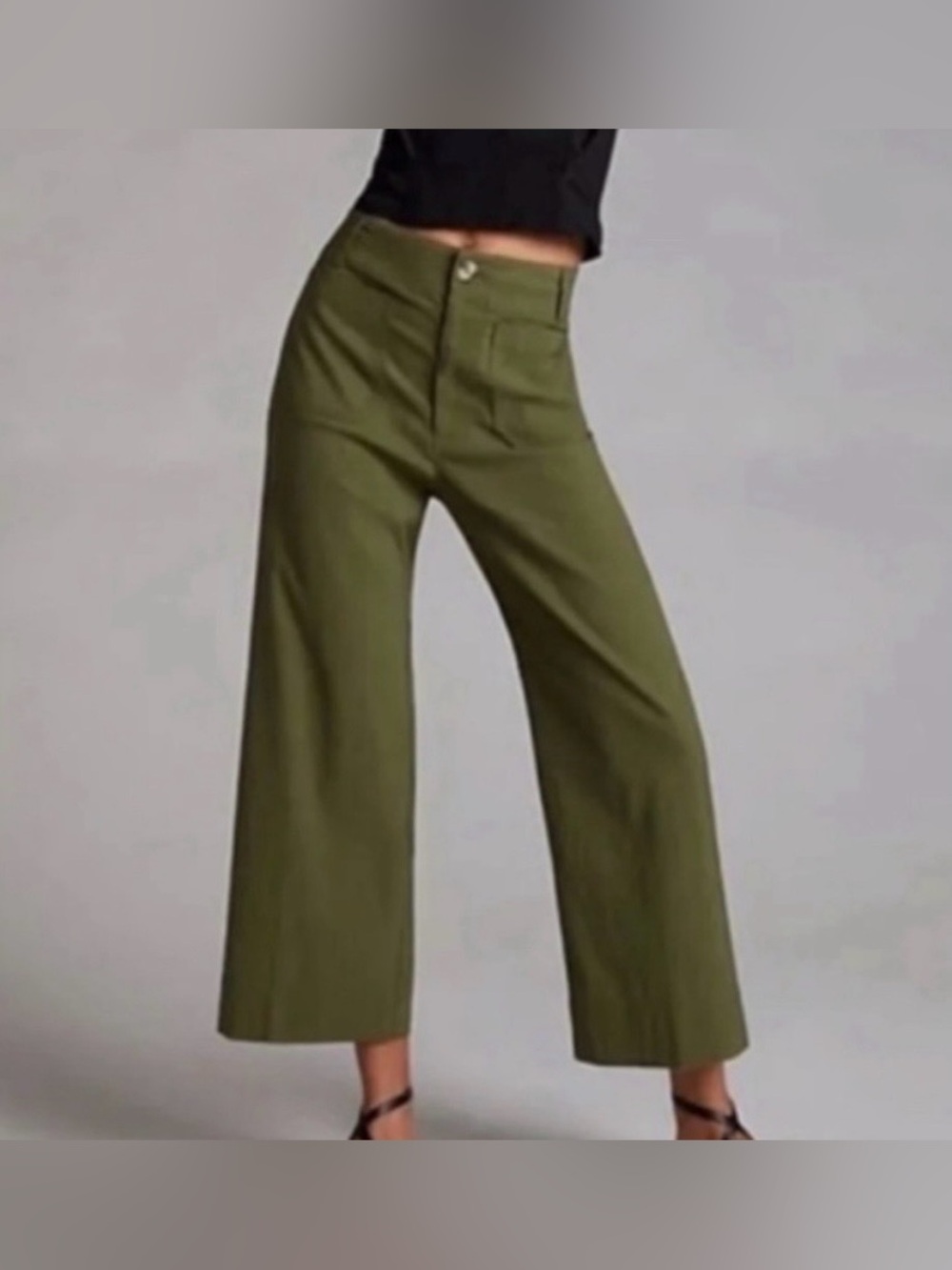 Anthropologie Olive Green Wide-Leg Pants